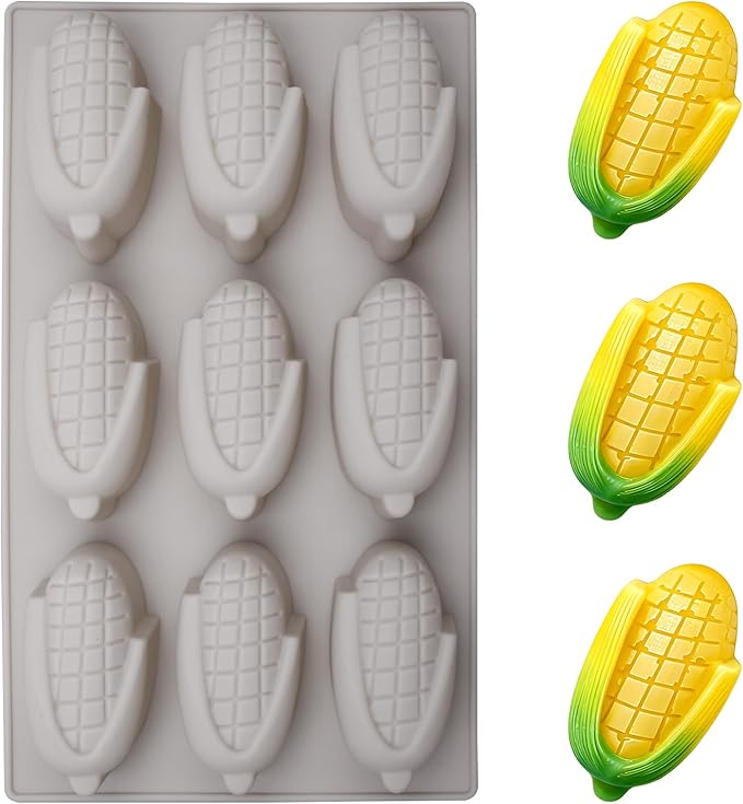 Silicone Corn Bread Mold Pan, Gray, 9-Cavity Mini Cornstick Baking Pan for Muffins, Cupcakes, Brownies, Soap Making