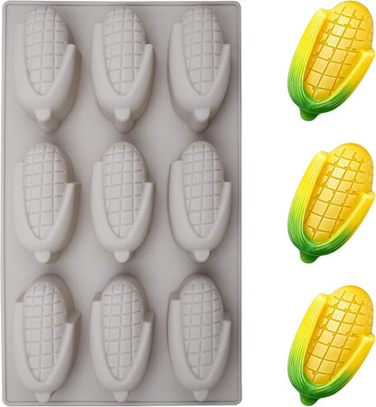 Silicone Corn Bread Mold Pan, Gray, 9-Cavity Mini Cornstick Baking Pan for Muffins, Cupcakes, Brownies, Soap Making