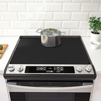 Stove Top Cover for Electric Stove- Range Covers for Electric Stove,Silicone XXL Dish Drying Mat, Glass Cooktop Covers, Flat RV Range top Mats (Black, 36"x21")