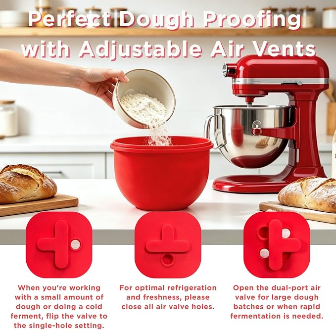 6 Qt 3-Pack Multicolor Silicone Liners with Vented Lids Compatible with KitchenAid Mixer, 2mm Extra-Thick Silicone Bowl Insert for Baking and Cooking, Mixer Parts & Accessories