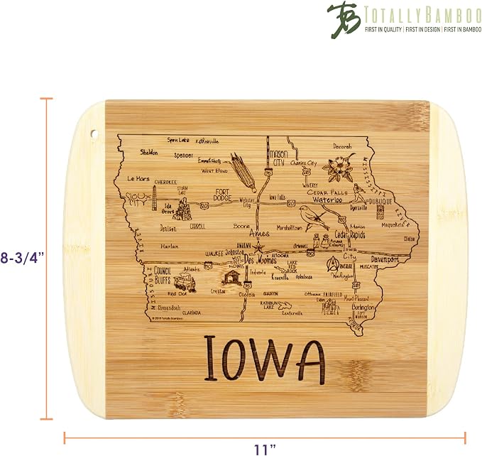 Totally Bamboo A Slice of Life Iowa State Serving and Cutting Board, 11" x 8.75"