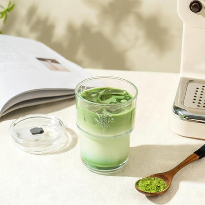 Olvini Mothers Day Gifts For Mom 13oz Glass Tumbler with Straw and Lid, Reusable Iced Coffee Cup Tumbler, Cute Glass Cups for Water, Matcha, Travel Coffee Mugs (Wildflower- 13oz)