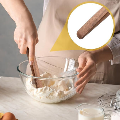 11 Inch Wooden Sourdough Bread Mixing Stir Stick Spurtle Wooden Sourdough Bread Making Tools Paddle Stirring Stick for Kitchen Cooking (Walnut)