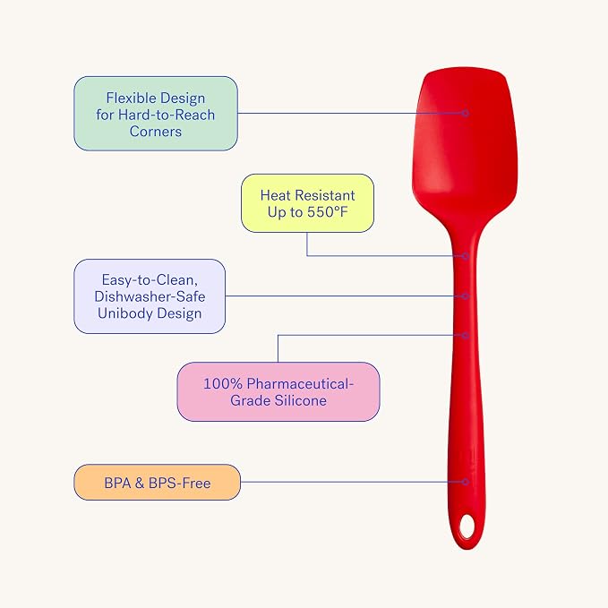 GIR: Get It Right Silicone Spoonula - Non-Stick Heat Resistant Silicone Scraper Spatula for Mixing, Serving, Scraping, Stirring, and More - 11 Inch, Studio White