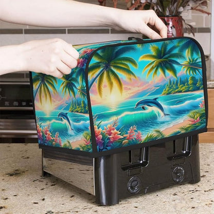 Palm Tree Toaster Cover 2 Slice Wide Slot Washable Toaster Covers | Summer Animal Dust and Fingerprint Protection Bread Maker Covers for Kitchen Accessories Decor Bakeware Women Gift