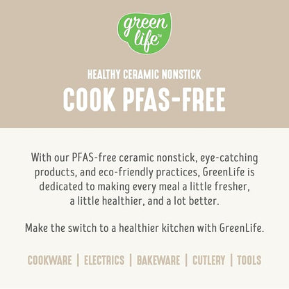 GreenLife 8QT Slow Cooker, Non-Toxic PFAS-Free Ceramic Nonstick Removable Interior Bowl, Programmable, Family Friendly, Keep Warm, Stovetop & Oven Safe, Dishwasher Safe Crock, Timer, Glass Lid, Cream