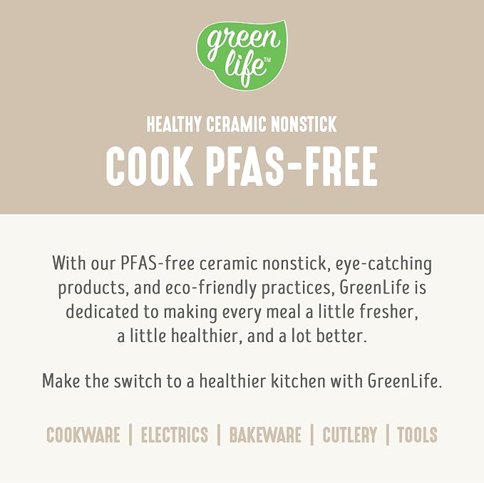 GreenLife 3.5QT Slow Cooker, PFAS-Free Non-Toxic Ceramic Nonstick Removable Interior Bowl, Programmable, Keep Warm, Stovetop & Oven Safe Pot, Dishwasher Safe Crock & Glass Lid, Cream