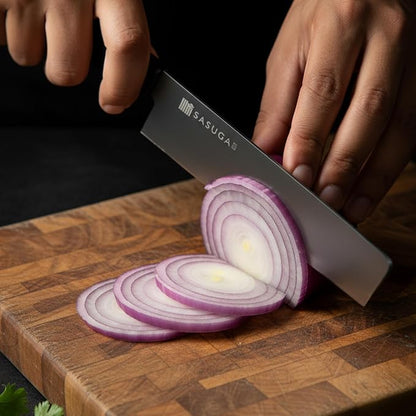 SASUGA Lightweigth Japanese Nakiri Vegetable Knife 165 mm – Made in Japan | Molybdenum-Vanadium Stainless Steel | Flat Blade for Precise Vegetable Cutting