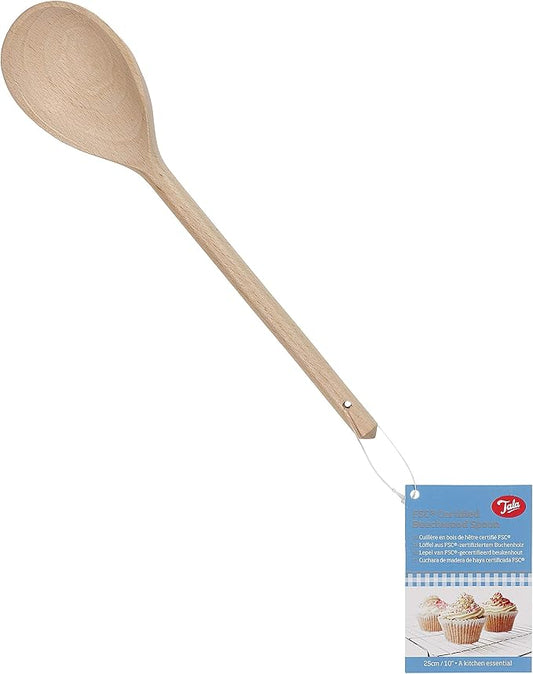 Tala Waxed Wooden Spoon, Measures 30.5 cm and ideal for all cooking tasks, Ideal for use with non-stick cookware, Made from FSC Beechwood