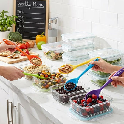 5PCS Silicone Serving Spoons Set, Vituer Heat Resistant Kitchen Spoons for Cooking, Mixing, Stirring and Serving, Dishwasher Safe (5 Pack, Multicolor)