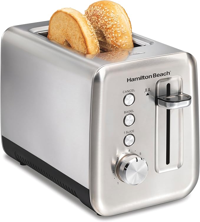 Hamilton Beach Sleek Stainless Steel 2 Slice Toaster, Sure-Toast One-Slice Technology, R22721 (Renewed)