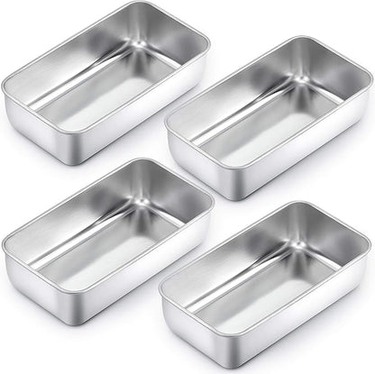 TeamFar Loaf Pan, 9¼" × 5" Bread Loaf Pans Meatloaf Pan Stainless Steel for Baking Bread Cake Lasagna, Healthy & Durable, Oven & Dishwasher Safe - Set of 4