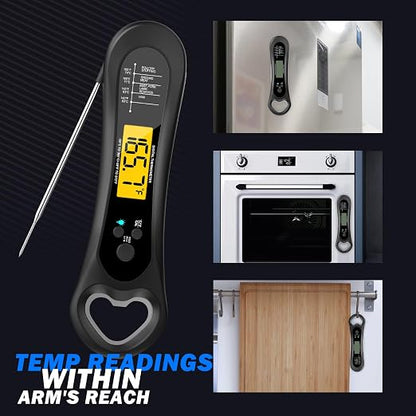 Meat Thermometer Digital, Instant Read Meat Thermometer for Grill and Cooking, with Bottle Opener, Backlight & Calibration Food Thermometer, Kitchen Gadgets for BBQ, Turkey, Candy, Liquids