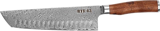 Route83 Signature Kamo Texas Chef's Knife Handmade Hammered Damascus American Walnut