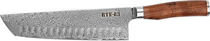 Route83 Signature Kamo Texas Chef's Knife Handmade Hammered Damascus American Walnut