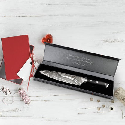 SHAN ZU Chef Knife, 8 Inch Damascus Steel Knife, Professional Kitchen Knife Sharp High Carbon Steel Kitchen Utility Knives with Gift Box