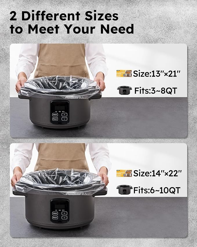 SMARTAKE Slow Cooker Liners, 20 Count 13"x 21" Large Size Disposable Cooking Bags, Fit 3QT to 8QT for Slow Cooker, Cooking Trays, Suitable for Oval & Round Pots, 20 Liners
