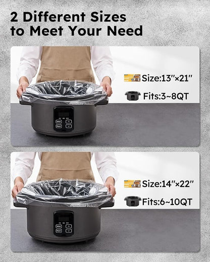 SMARTAKE Slow Cooker Liners, 20 Count 13"x 21" Large Size Disposable Cooking Bags, Fit 3QT to 8QT for Slow Cooker, Cooking Trays, Suitable for Oval & Round Pots, 20 Liners