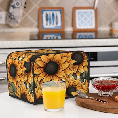 Sunflower Pattern 4 Slice Toaster Cover Wide Slot Dustproof Bread Maker Cover Fingerprint Bakeware Protection Kitchen Appliance Cover Toaster Bag