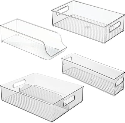 iDesign Fridge Storage Bin Set with a Soda Can Dispenser- Set of 4 - Clear - Made in USA