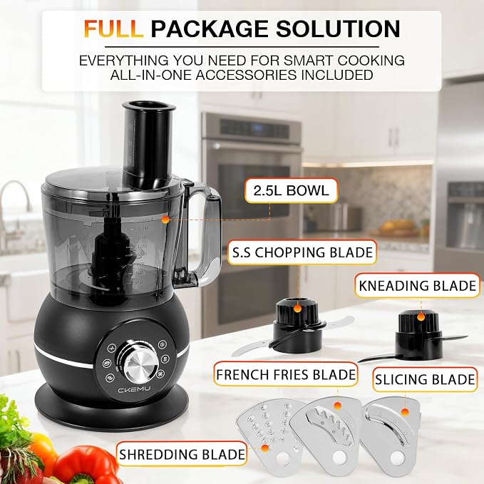 12 Cup Smart Food Processor | Electric Food Chopper Slicer, French-Fry Slicing Shredding Chopping Kneading Cutter, For Meat, Vegetable, Fries, Cheese