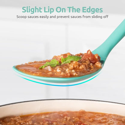 U-Taste 600ºF Heat Resistant Wok Spatula: 13.76" Long, 3.63" Wide Silicone Cooking Utensils with Flexible Edge & Sturdy Core, for Kitchen Stir Fry, Serving, Scoop, Non-Stick Pan, Cast Iron (Aqua Sky)