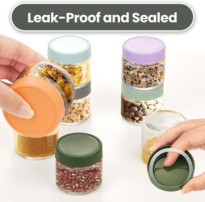 Lulonpon 6-Pack Thick Glass 2oz Mini Mason Jars with Lids - Airtight Condiment Containers, Salad Dressing Cups & Sauce Bottles for Lunch Box, Travel, Pantry Storage ﻿