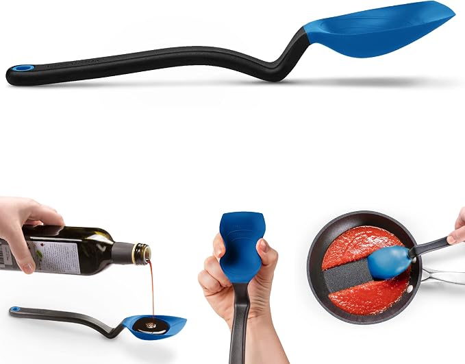 Dreamfarm Supoon Non-Stick Sit-Up Silicone Scraping, Serving, Cooking Spoon Measures 5ml Tsp & 15ml Tbsp - 11" Classic Blue