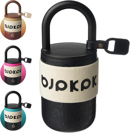 BJPKPK 10oz Insulated Tumbler With Lid And Handle Stainless Steel Travel Mug Loop Coffee Tumbler Cups,Black Leopard