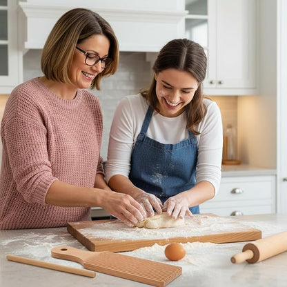 Gnocchi Boards and Ravioli Rolling Pin, Wood Pasta Roller Pin Ravioli Stamp Maker Homemade Pasta Making and Cutting Tools for Cooking Lovers Baking Easy to Use and Clean