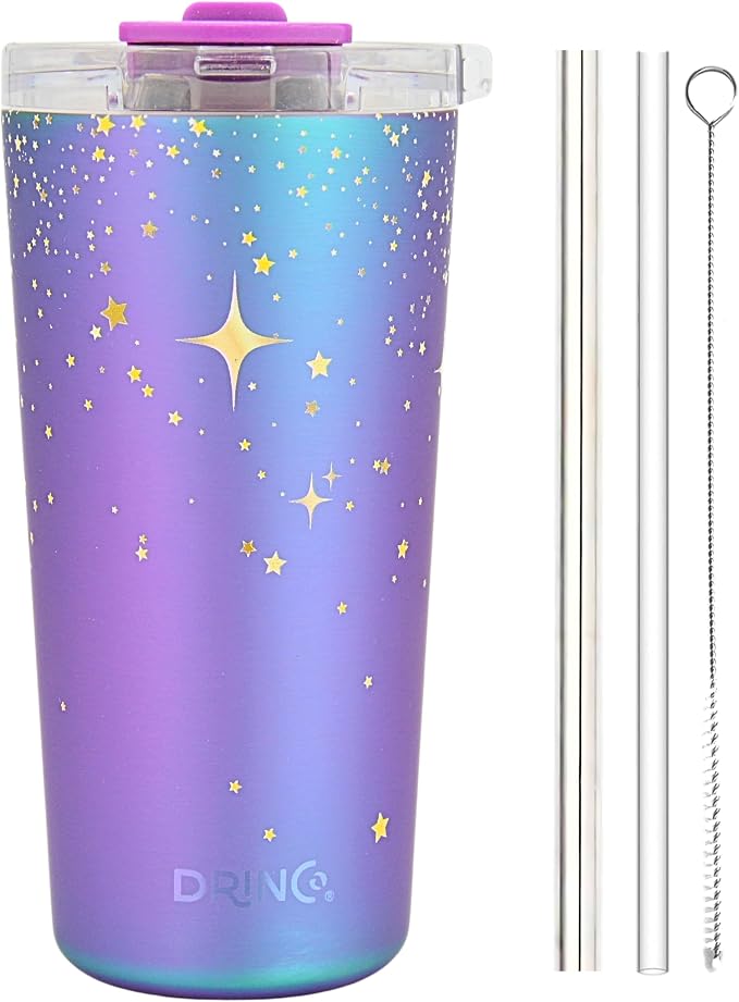 Drinco - 20 oz Stainless Steel Tumbler | Double Walled Vacuum Insulated Mug With Lid, 2 Straws, For Hot & Cold Drinks (20oz North Star)