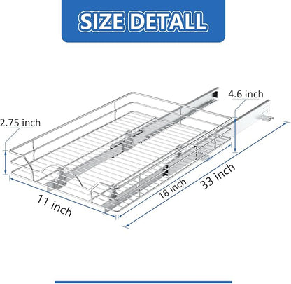 ROOMTEC Pull Out Cabinet Organizer 11"W x 18"D, for Cabinet Pull Out Shelves Cabinet Drawers Slide Out Kitchen Cabinet Organizer Storage Shelves, Fits 12.5" Opening Cabinet
