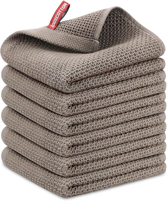 Nialnant 6 Pack KitchenTowels,Super Absorben & Soft Dish Towels for Drying Dishes,Kitchen Gadgets,Cleaning Rags,Hand Towels-13 x 28 Inch,Brown