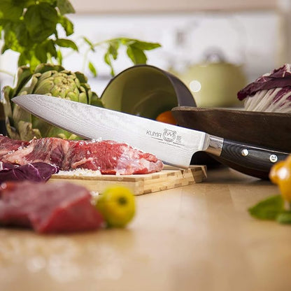 KUMA Professional Damascus Steel Knife8 inch Chef Knife with Hardened Japanese Carbon Steel - Stain & Corrosion Resistant Blade - Balanced Ergonomic Handle & Sheath – Safe, Easy Meal Prep - 5 Pack