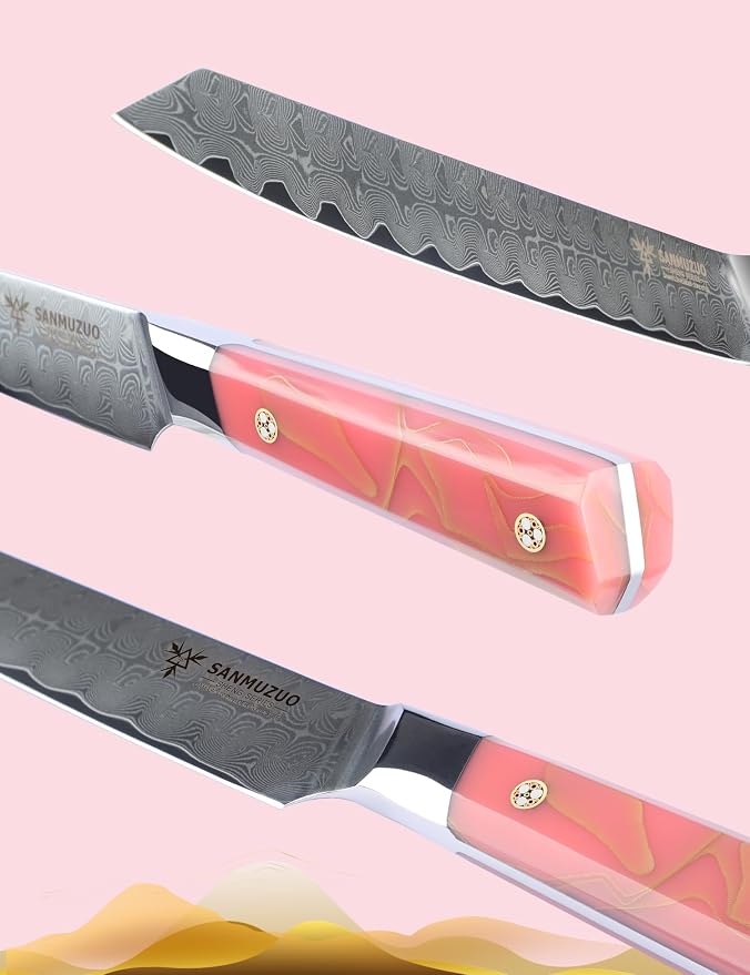 Meat Carving Knife 10 Inch, Professional Kitchen Slicing Knife, Ultra Sharp Damascus Powder Steel with Full-tang Resin Handle, SHENG Series