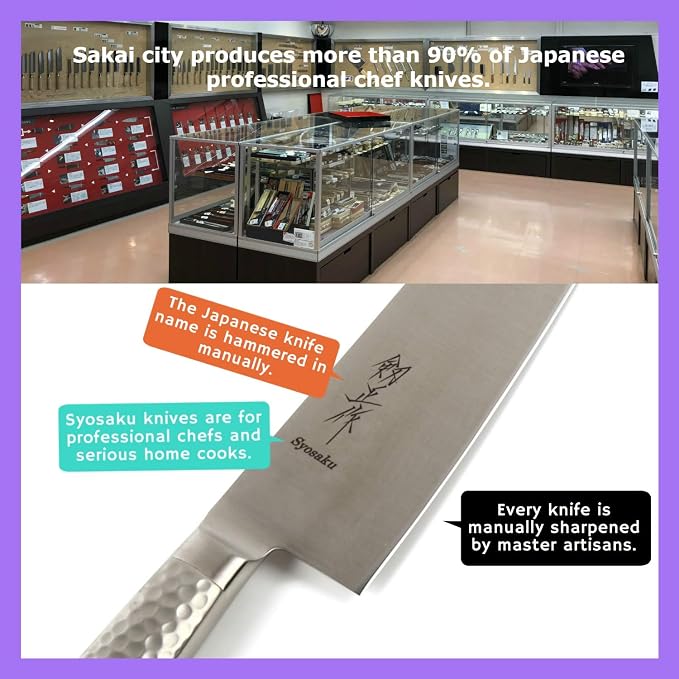 Japanese Chef Knife INOX AUS-8A Stainless Steel Integrated Handle, Gyuto 8.3-inch (210mm)