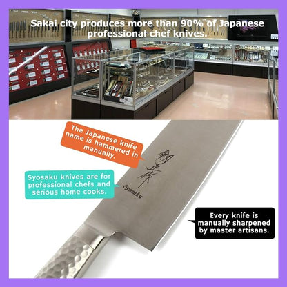 Japanese Chef Knife INOX AUS-8A Stainless Steel Integrated Handle, Gyuto 8.3-inch (210mm)