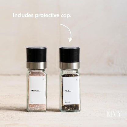 KIVY Salt and Pepper Grinder Set of 2 – Adjustable Ceramic Grinder – Spice Mill – Pepper & Salt Grinder