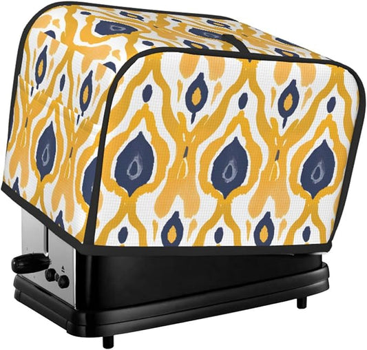 Ethnic Yellow Geometric 2 Slice Toaster Cover Wide Slot Dustproof Bread Maker Cover Fingerprint Protection Kitchen Appliance Cover Toaster Bag