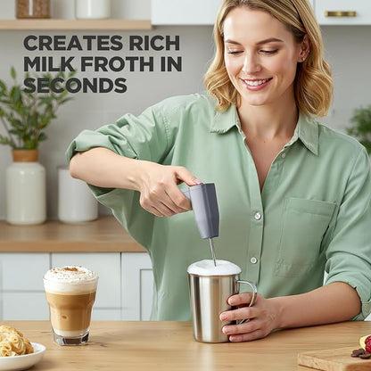 Tastyle 330MF Single Serve Coffee Maker with Built-in Detachable Milk Frother, Iced and Hot Coffee Machine for K Cup & Grounds, 40oz Removable Water Reservoir, 6 Cup Sizes, Fits 7.3" Travel Mug, Gray