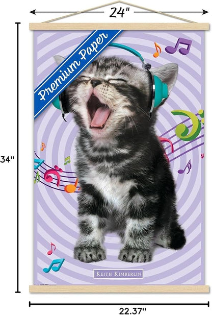 Trends International Keith Kimberlin - Kitten - Singing Wall Poster, 22.375" x 34", Premium Print and Beechwood Hanger Bundle