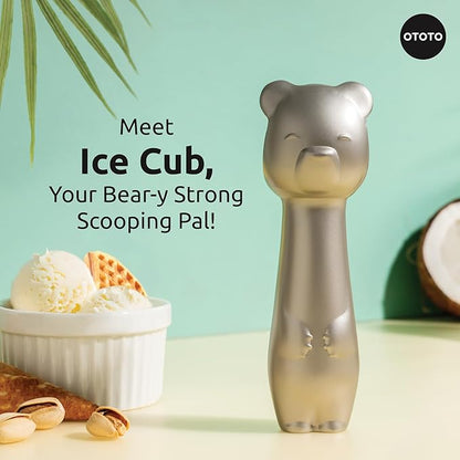 OTOTO Ice Cub Bear Ice Cream Scoop - Cool Kitchen Gadgets, White Elephant Gifts, Cute Kitchen Accessories, Funny Gifts, Stainless Steel Ice Cream Scooper, Cookie Dough Scoop, Cookie Scoop (Silver)