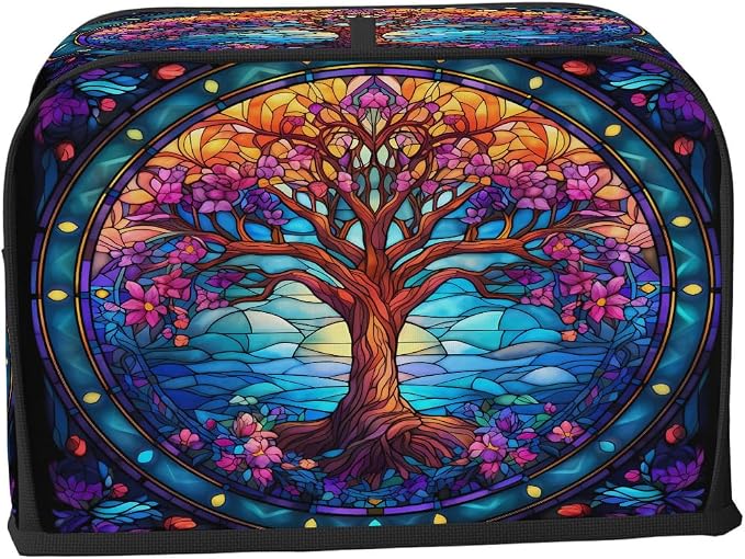 Toaster Cover 4 Slice Wide Slot Tree of LifeBread Toaster Oven Dustproof Cover Small Appliance Kitchen Covers Dust and Fingerprint Protection for Women Gift 4 Slice