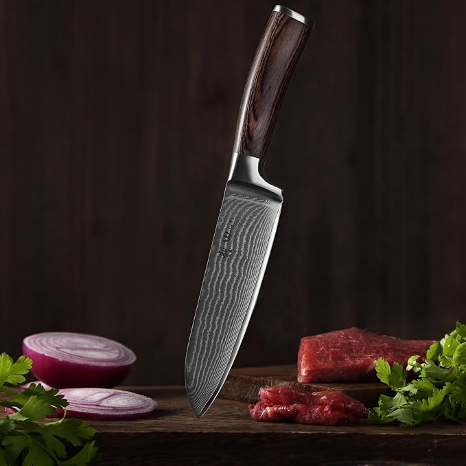 Wakoli EDIB 5-Piece Damascus Knife Set, Professional Kitchen Knives made of 67-Layer Damascus Steel with VG10 Core Blades, Ergonomic Pakkawood Handles, In Wooden Gift Box