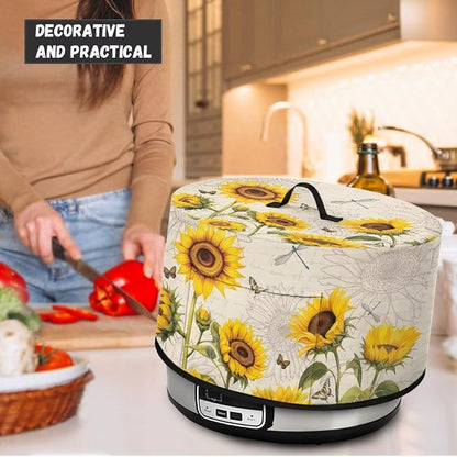 Dragonflies Sunflower Slow Cooker Cover Protection Crock Fits for Most 6-8 Quart Oval Slow Cooker Dustproof Small Appliance Accessories Decor