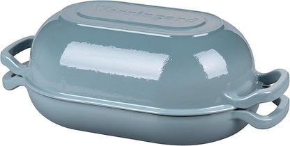 VORRINGARD Enameled Cast Iron Sourdough Bread Oven, Dutch Oven, Loaf Cast Iron Bread Pan for Homemade Bread Baking, Meatloaf Pan with Lid, 5QT, Sea Salt