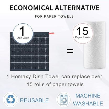 Homaxy 100% Cotton Terry Kitchen Dish Cloths, Ultra Soft and Absorbent Dish Towels for Kitchen, Suitable for Drying and Washing Dishes, 18 Pack, 12 x 12 Inches, Dark Grey