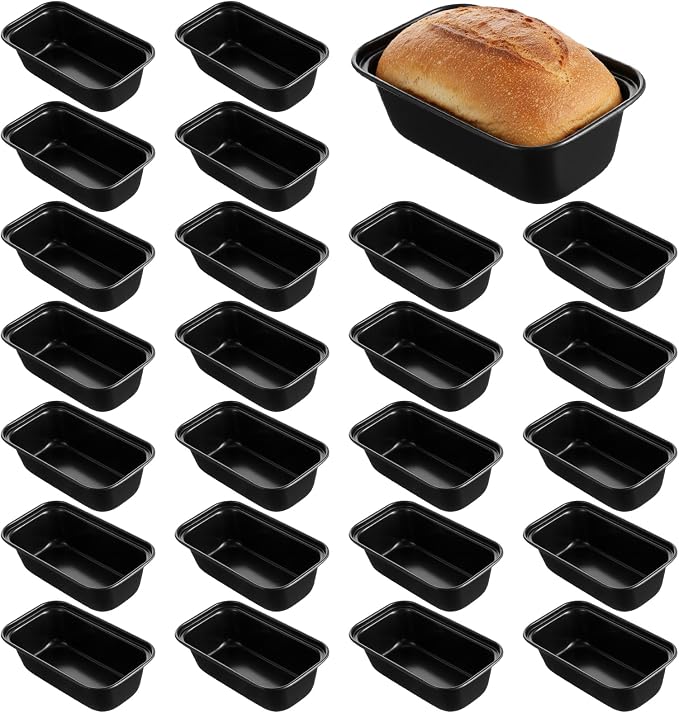 24 Pcs Mini Loaf Pans for Baking Bread,Non Stick Small Loaf Pans Banana Bread Tins,6.1 x 3.35 x 1.77 Inches Nonstick Tiny Meatloaf Pan Carbon Steel for Oven and Baking