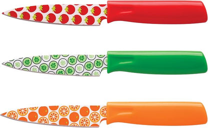 Hampton Forge Kitchen Essentials Kitchen Tools & Cutlery Collection, Kitchen Accessories & Cutlery, Printed Paring Knife Set, 3-Piece