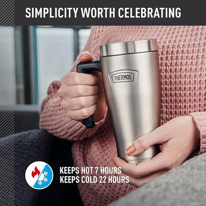 THERMOS ICON SERIES, Stainless Steel Mug, Matte Stainless Steel, 16 oz